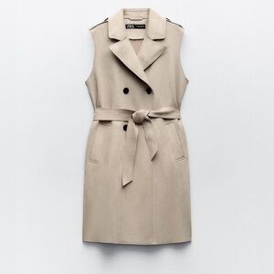 BNWOT Ivory Zara Faux Suede Waistcoat with Belt - XS